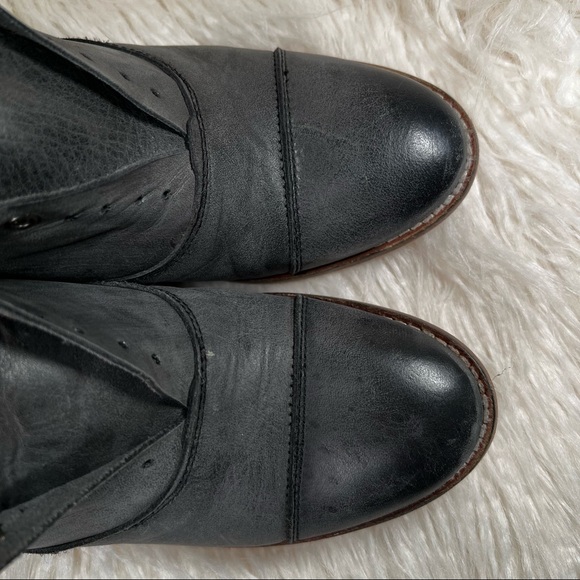 Free People Leather Slip On Oxford Shoe Distressed Gray (Sz 6) - Picture 2 of 6